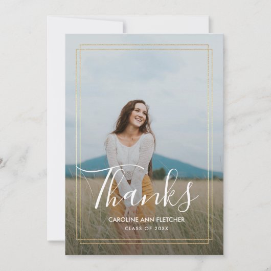 Modern Floral Afstuderen dank u fotokaart Aankondiging (Voorkant)