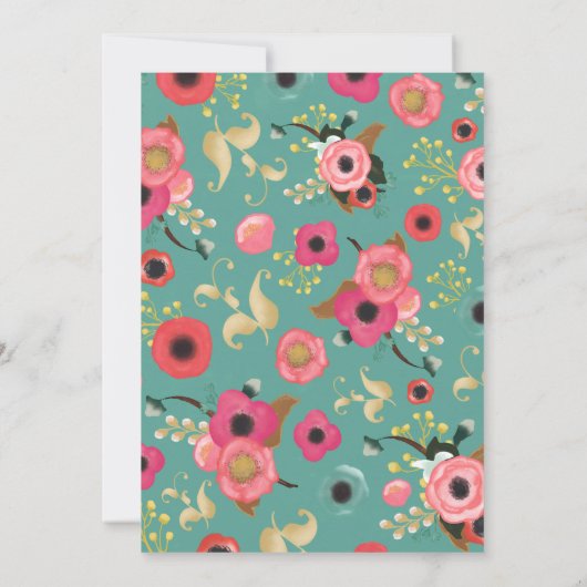 Modern Floral Afstuderen dank u fotokaart Aankondiging (Achterkant)