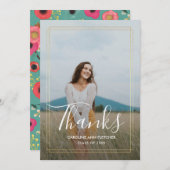 Modern Floral Afstuderen dank u fotokaart Aankondiging (Voorkant / Achterkant)