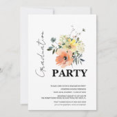 Modern Floral Afstuderen Perzik en groen Kaart (Voorkant)