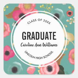 Modern Floral Afstuderen Vierkante Sticker
