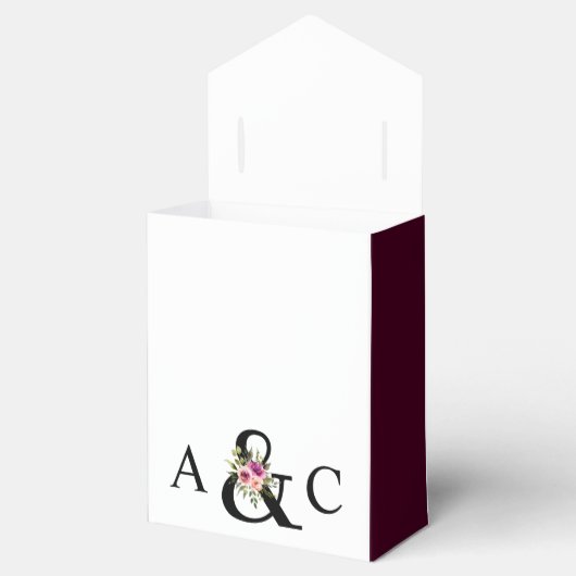 Modern Floral Ampersand Plum Pink Peach & Black Bedankdoosjes (Geopend)