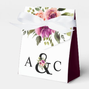 Modern Floral Ampersand Plum Pink Peach & Black Bedankdoosjes