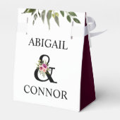 Modern Floral Ampersand Plum Pink Peach & Black Bedankdoosjes (Achterkant)