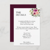 Modern Floral Ampersand Plum Pink Peach & Black Informatiekaartje (Voorkant / Achterkant)