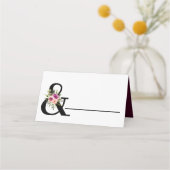 Modern Floral Ampersand Plum Pink Peach & Black Plaatskaartje (Voorkant)