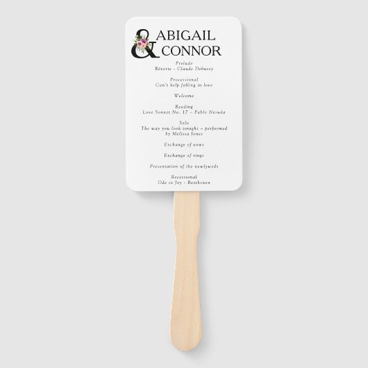 Modern Floral Ampersand Plum Pink Peach & Black Pr Handwaaier (Voorkant)