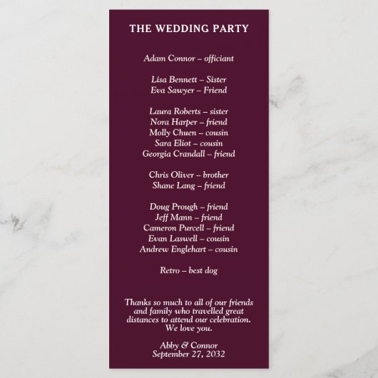 Modern Floral Ampersand Plum Pink Peach & Black Programmakaart (Achterkant)