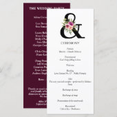 Modern Floral Ampersand Plum Pink Peach & Black Programmakaart (Voorkant / Achterkant)