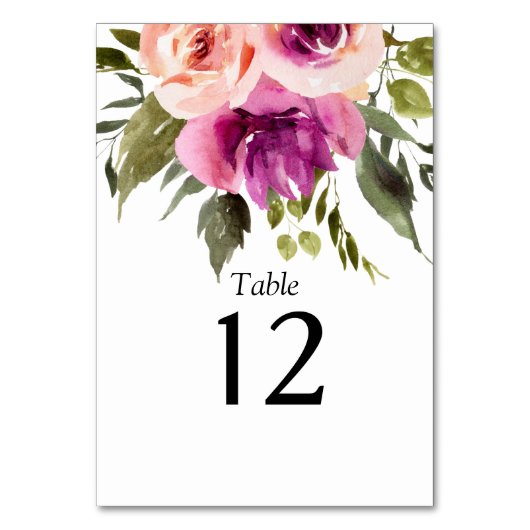 Modern Floral Ampersand Plum Pink Peach & Black Ta Kaart (Voorkant)