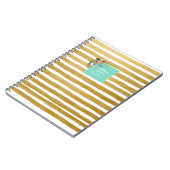 Modern Floral Aqua en Gold Foil Stripes Notitieboe Notitieboek (Linkerzijde)