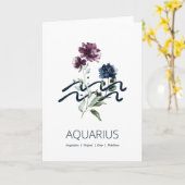 Modern Floral Aquarius Zodiac Sign Verjaardag Kaart (Gele Bloem)