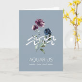 Modern Floral Aquarius Zodiac Sign Verjaardag Kaart (Gele Bloem)