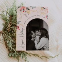 Modern Floral Arch Green Happiest feestdagen Foto