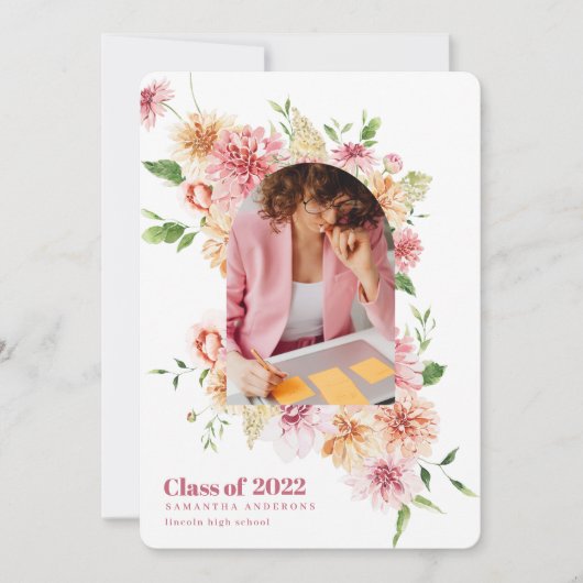 Modern Floral Arch Lijst Afstuderen Fotouitnodigin Kaart (Voorkant)