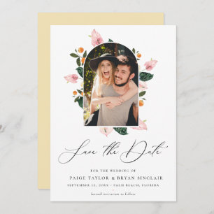 Modern Floral Arch Lijst Save the Date Photo