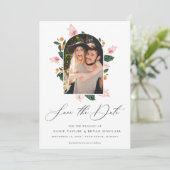 Modern Floral Arch Lijst Save the Date Photo (Staand voorkant)