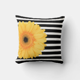 Modern Floral, B&W Stripes w Yellow Daisy Kussen