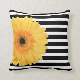 Modern Floral, B&W Stripes w Yellow Daisy Kussen
