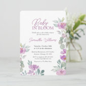 Modern Floral Baby In Bloom Pink Watercolor Kaart (Staand voorkant)