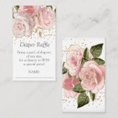 Modern Floral Baby Meisje Douche Luier Raffle Informatiekaartje (Voorkant / Achterkant)