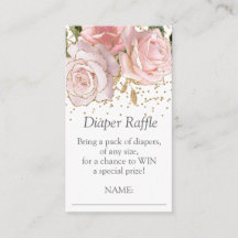 Modern Floral Baby Meisje Douche Luier Raffle