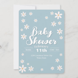 Modern Floral Baby shower - Blue Daisy Custom Kaart