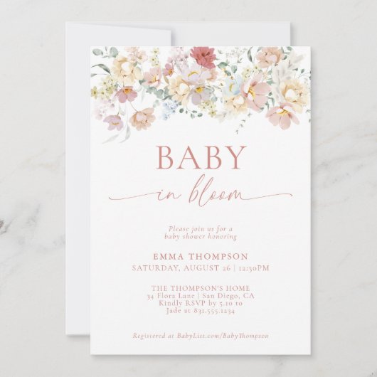 Modern Floral Baby shower | Boho Baby shower Kaart (Voorkant)