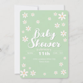 Modern Floral Baby shower - Green Daisy Custom Kaart