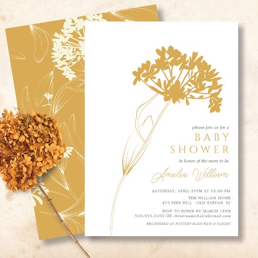Modern Floral Baby shower Kaart