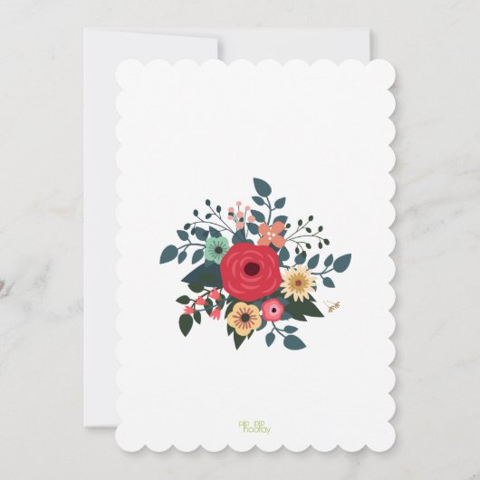 Modern  Floral Baby shower Kaart (Achterkant)