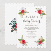 Modern Floral Baby shower Kaart (Voorkant / Achterkant)