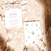 Modern Floral Baby shower, Meisje Roze Baby Brunch Kaart