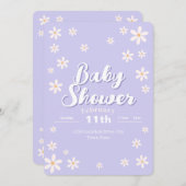 Modern Floral Baby shower - Paarse Daisy Custom Kaart (Voorkant / Achterkant)
