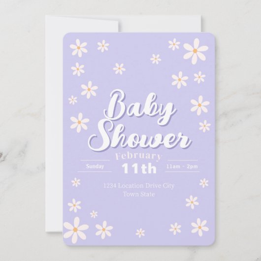 Modern Floral Baby shower - Paarse Daisy Custom Kaart (Voorkant)