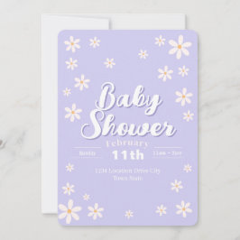 Modern Floral Baby shower - Paarse Daisy Custom Kaart