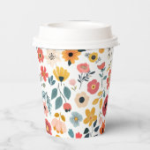 Modern Floral Baby Shower Papieren Bekers (Achterkant)