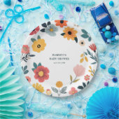 Modern Floral Baby Shower Papieren Bordje (Feest)