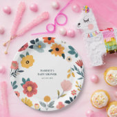 Modern Floral Baby Shower Papieren Bordje (Feest)