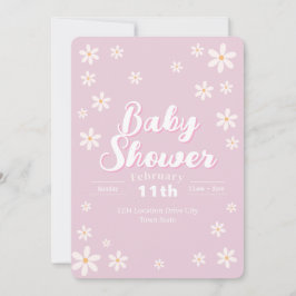 Modern Floral Baby shower - Roze Daisy Custom Kaart