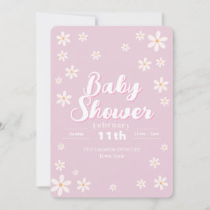 Modern Floral Baby shower - Roze Daisy Custom Kaart