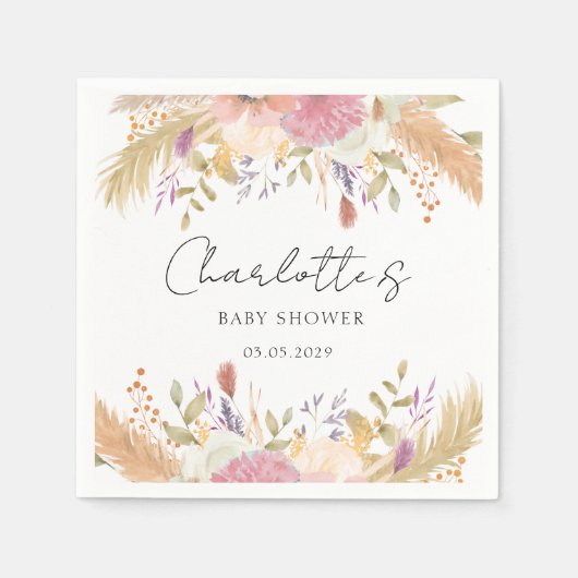 Modern Floral Baby shower Servet (Voorkant)