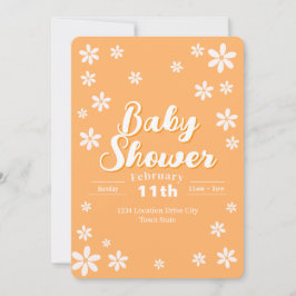 Modern Floral Baby shower - Sinaasappel Daisy Cust Kaart