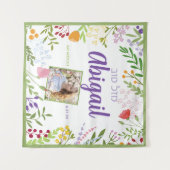 Modern Floral Bat Mitzvah Foto - Welkomstbord Wandkleed (Voorkant (horizontaal))