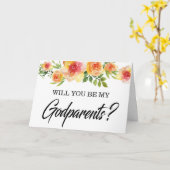 Modern Floral, ben jij mijn peetouders? Kaart (Gele Bloem)