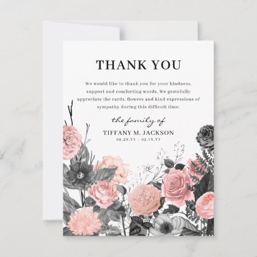 Modern Floral Bereavement Funeral Bedankt (Voorkant)