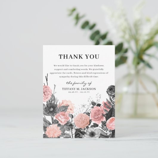Modern Floral Bereavement Funeral Bedankt (Staand voorkant)