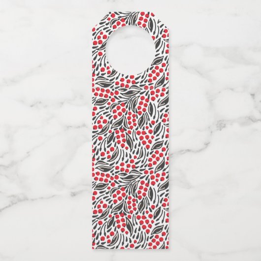 Modern Floral Berries Holiday Gift Flessenhanger (Achterkant)
