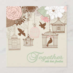 Modern Floral Birdcage Wedding Kaart