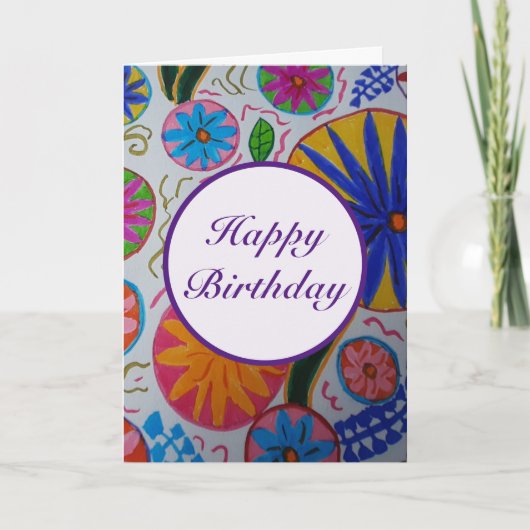 Modern Floral Birthday Card Kaart (Voorkant)